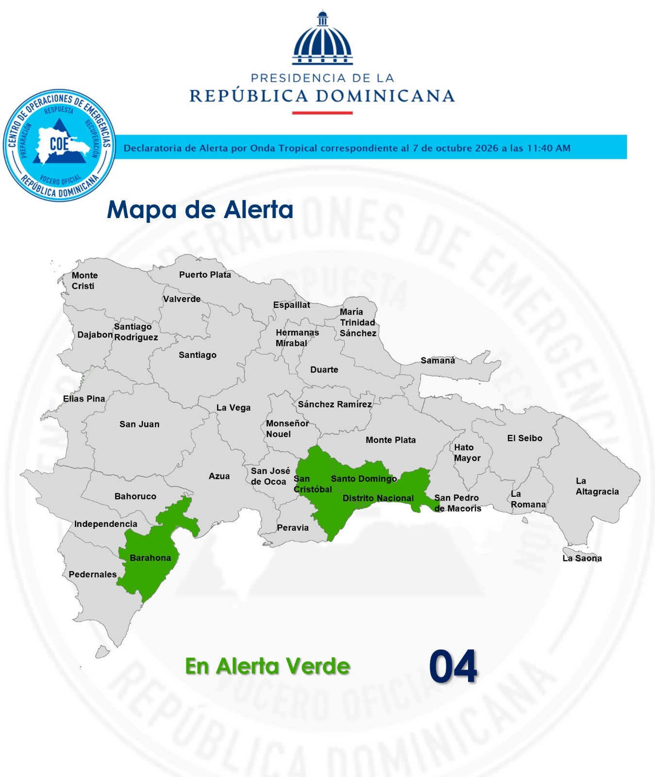 COE declara alerta por lluvias y posibles inundaciones ante el paso de una onda tropical