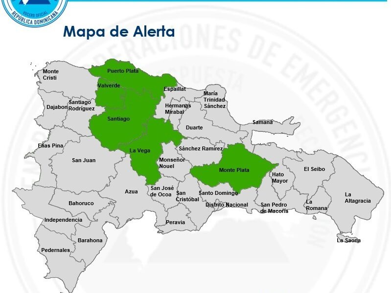 COE mantiene cinco provincias en alerta verde por lluvias y fuertes vientos