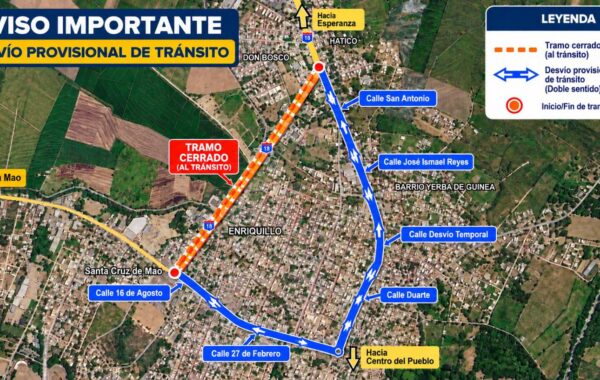 MOPC anuncia desvío temporal del tránsito en la avenida Benito Monción de Mao